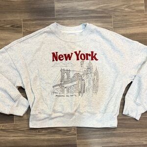 Abercrombie Gray New York Graphic Sunday Crew Sweatshirt M